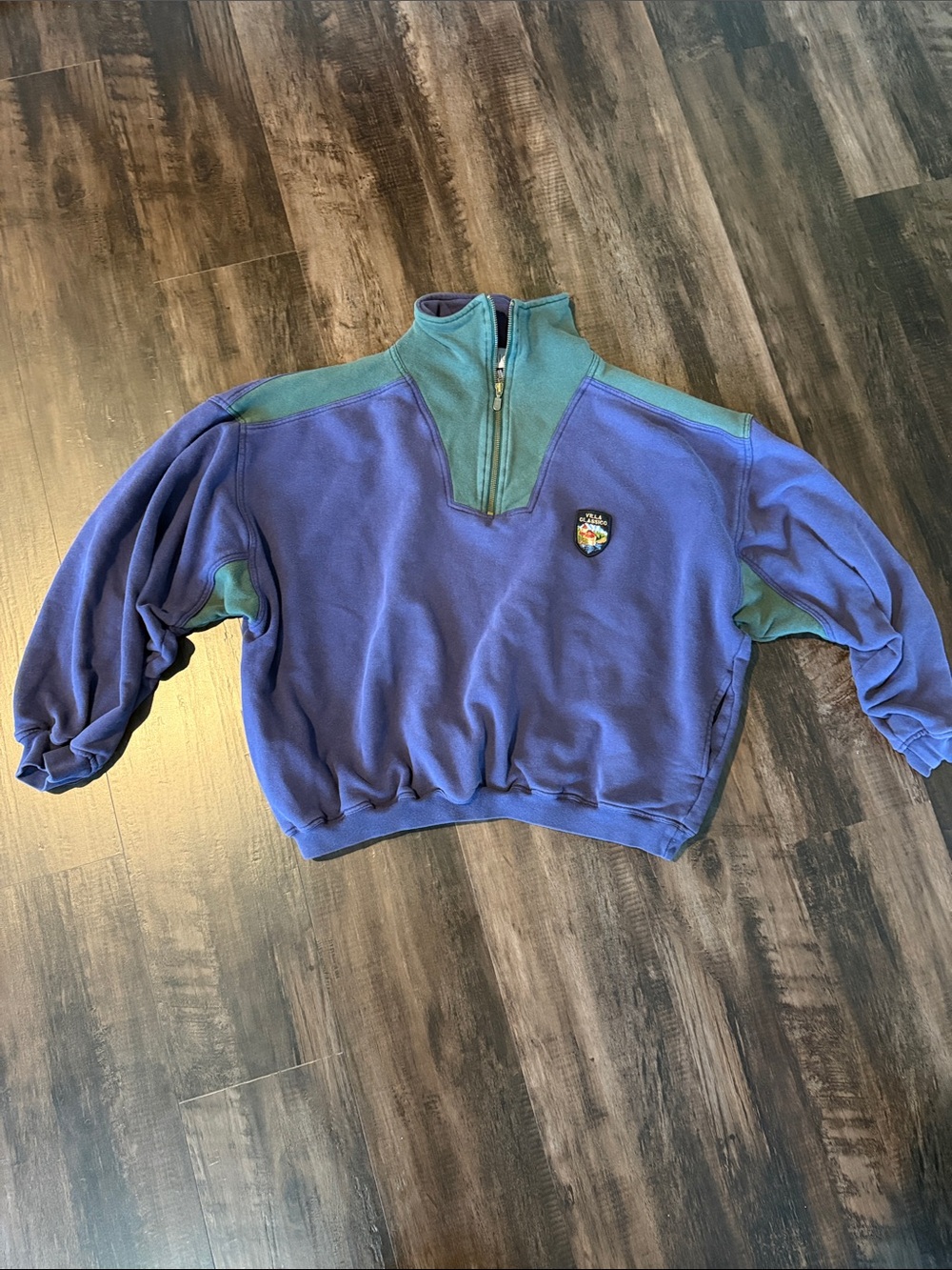 Vintage Half-Zip Pullover Sweatshirt - Blue/green